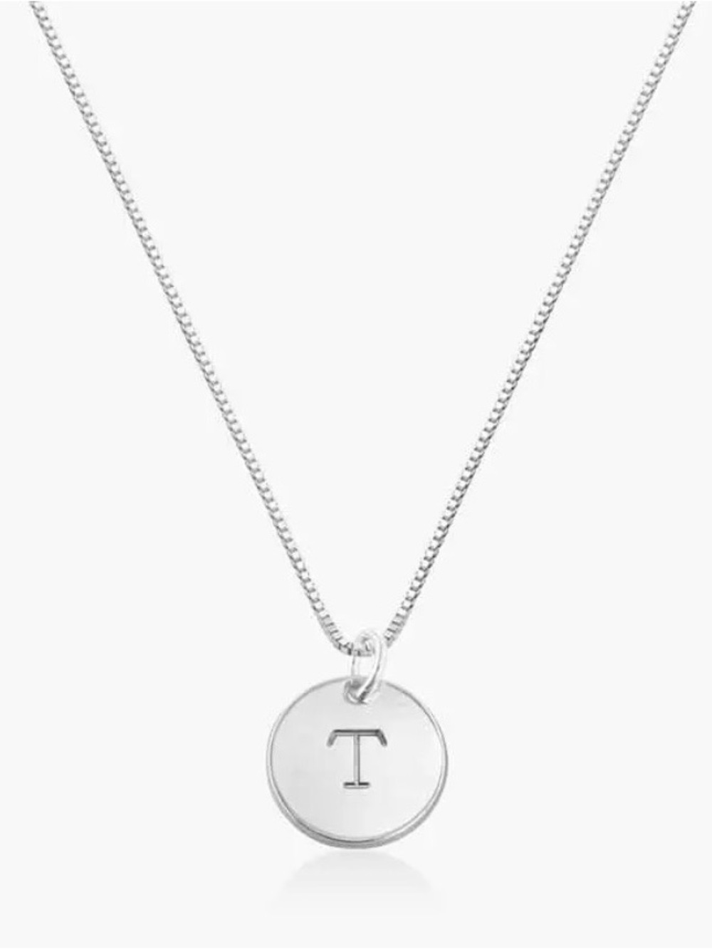 Silver Plated - Initial 'T' Disc Necklace - NEW